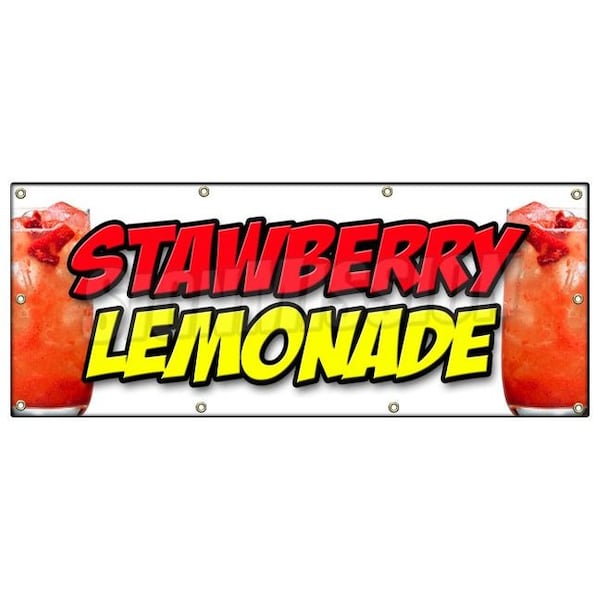 Strawberry Lemonade Banner Heavy Duty 13 Oz Vinyl with Grommets